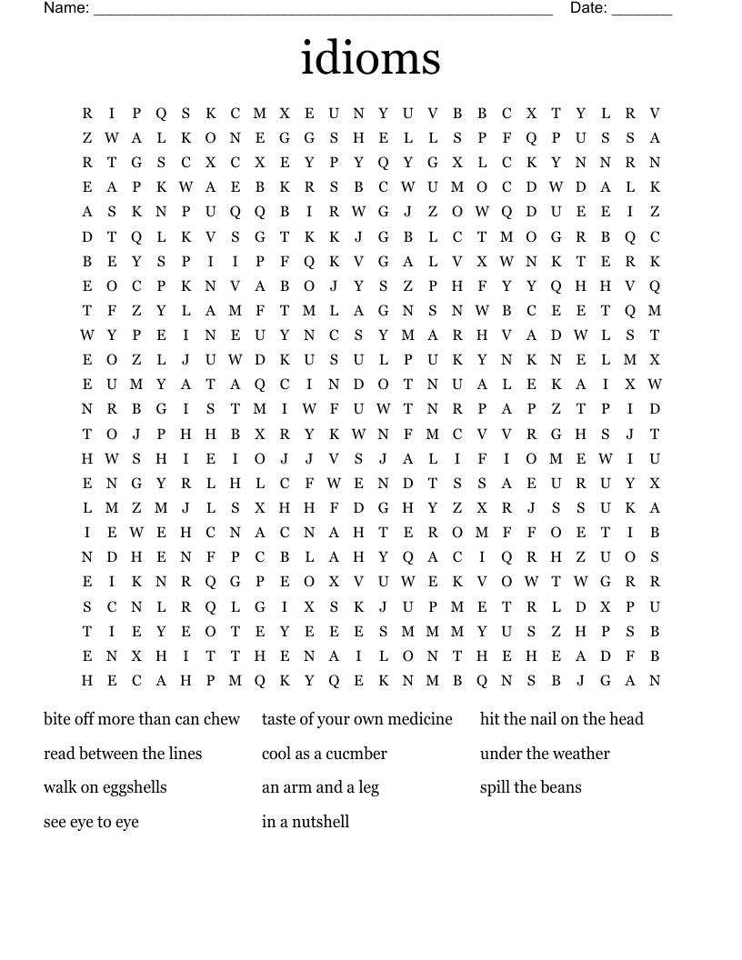 Idioms Word Search WordMint