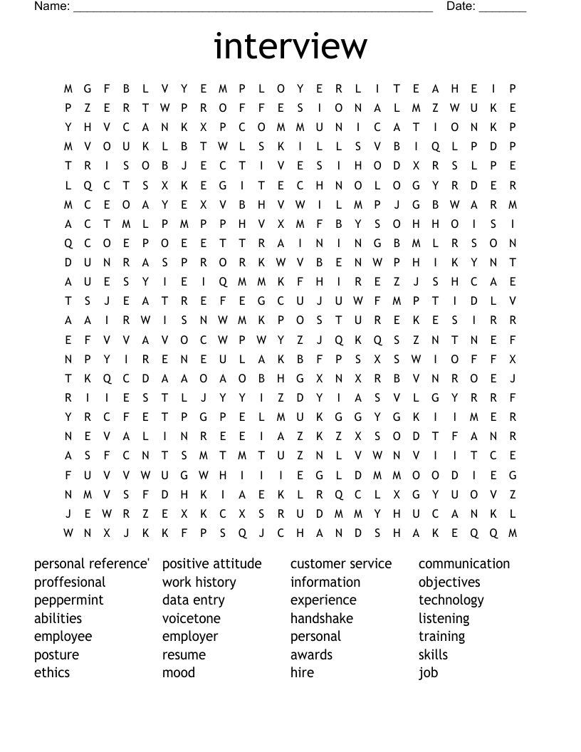 JOB SKILLS Word Search WordMint