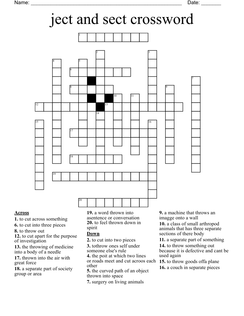 ject and sect crossword WordMint
