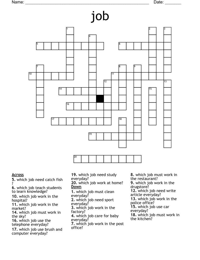 job Crossword WordMint