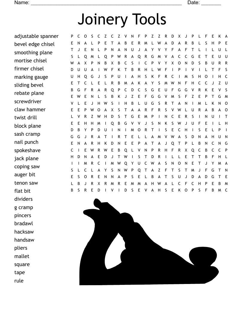 Woodworking Tools Word Search WordMint