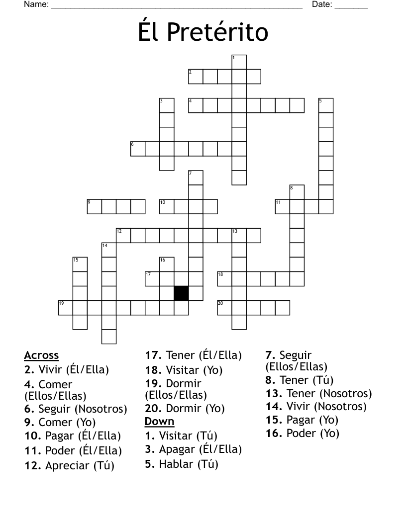 Él Pretérito Crossword WordMint