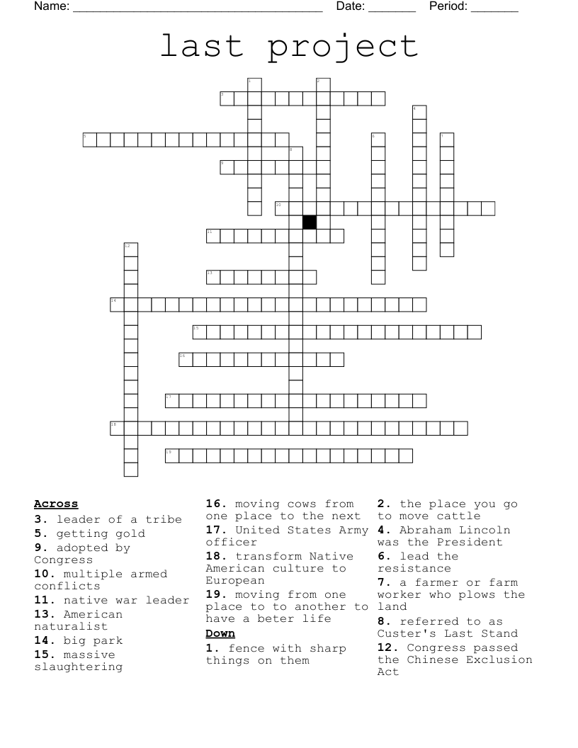 last project Crossword WordMint