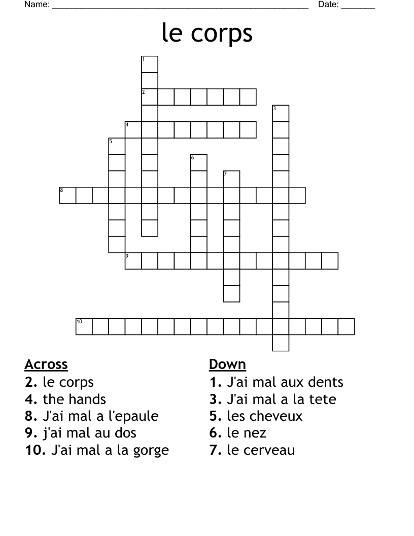 le corps Crossword WordMint