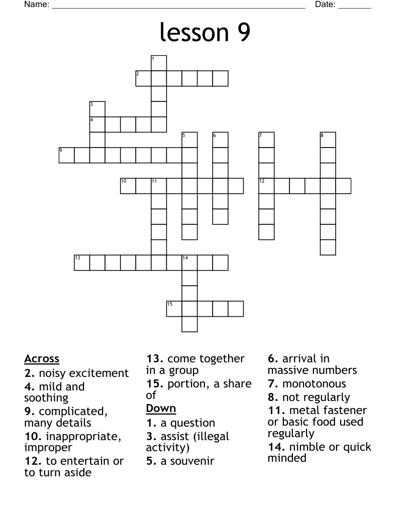 lesson 9 Crossword WordMint