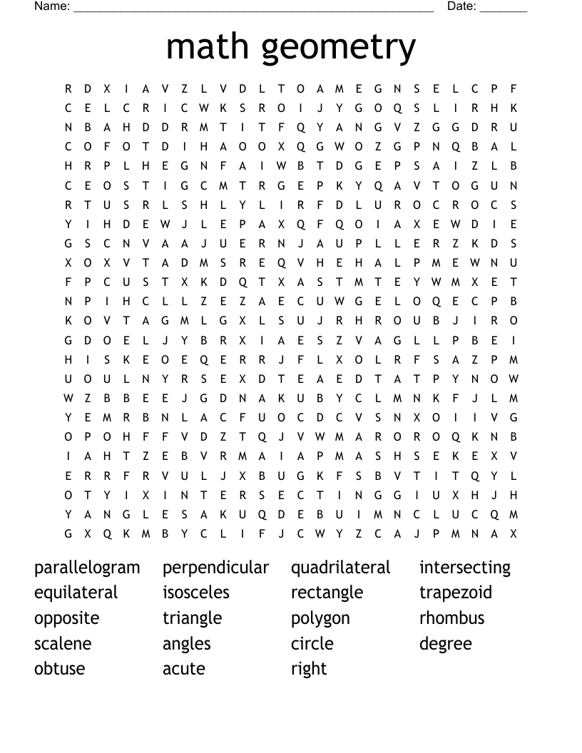 math geometry Word Search WordMint