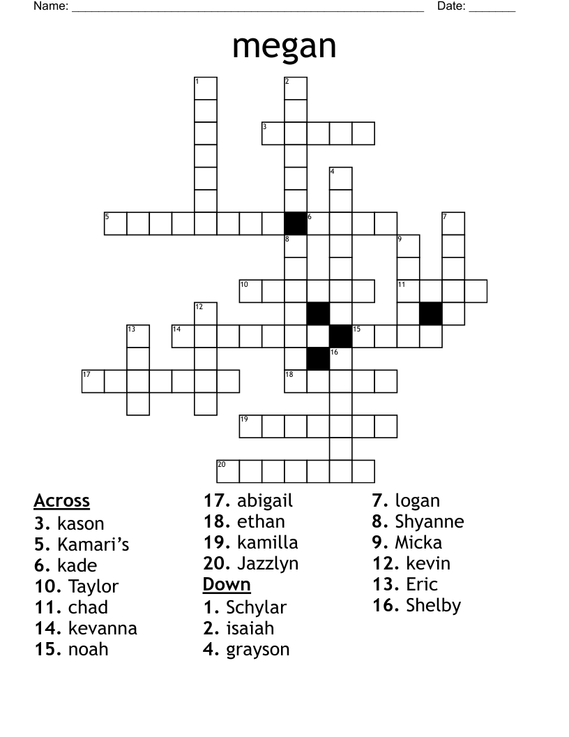 megan Crossword WordMint