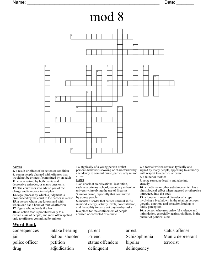 mod 8 Crossword WordMint