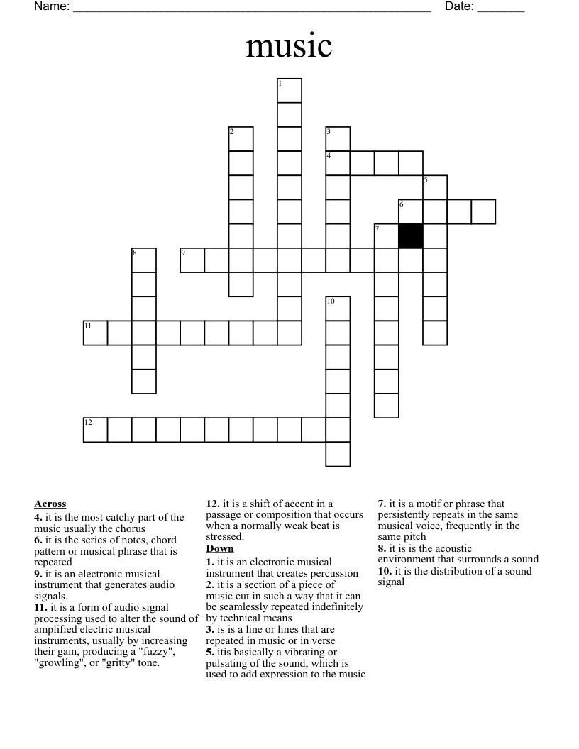 music Crossword WordMint