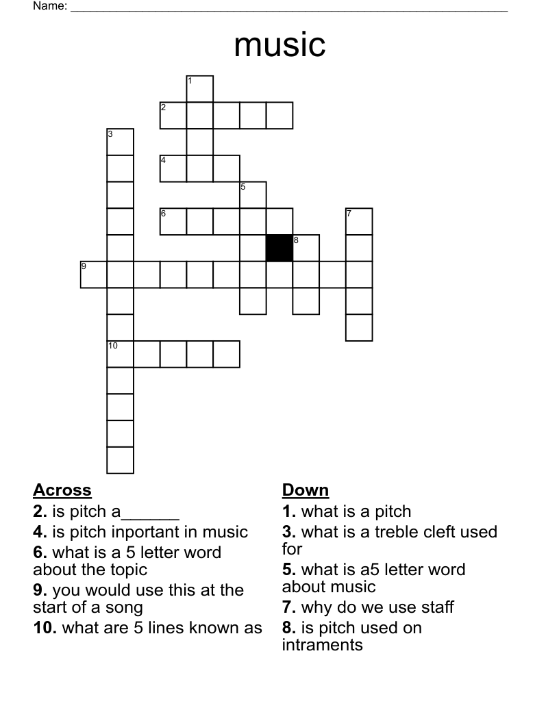 music Crossword WordMint