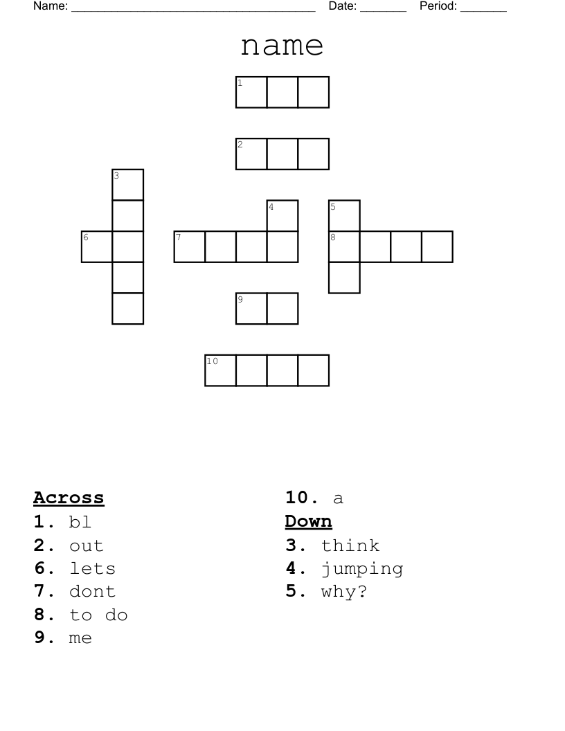 name Crossword WordMint