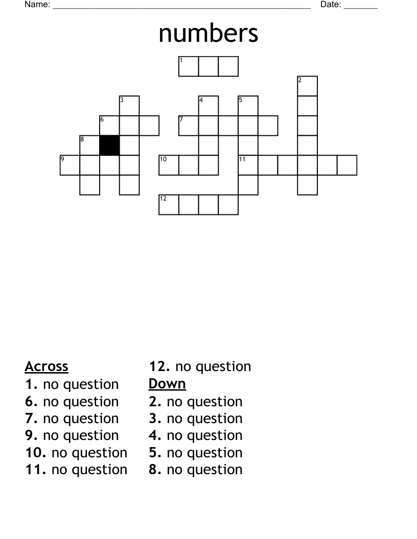 numbers Crossword - WordMint