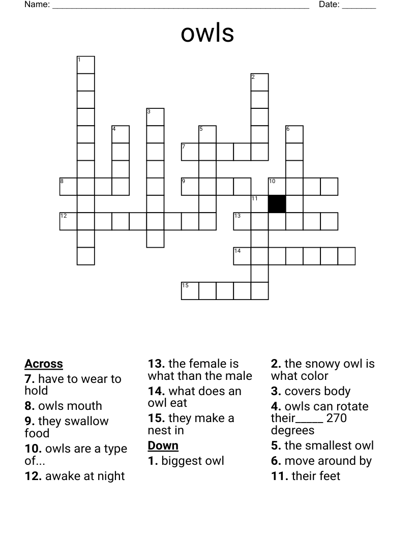 owls Crossword WordMint