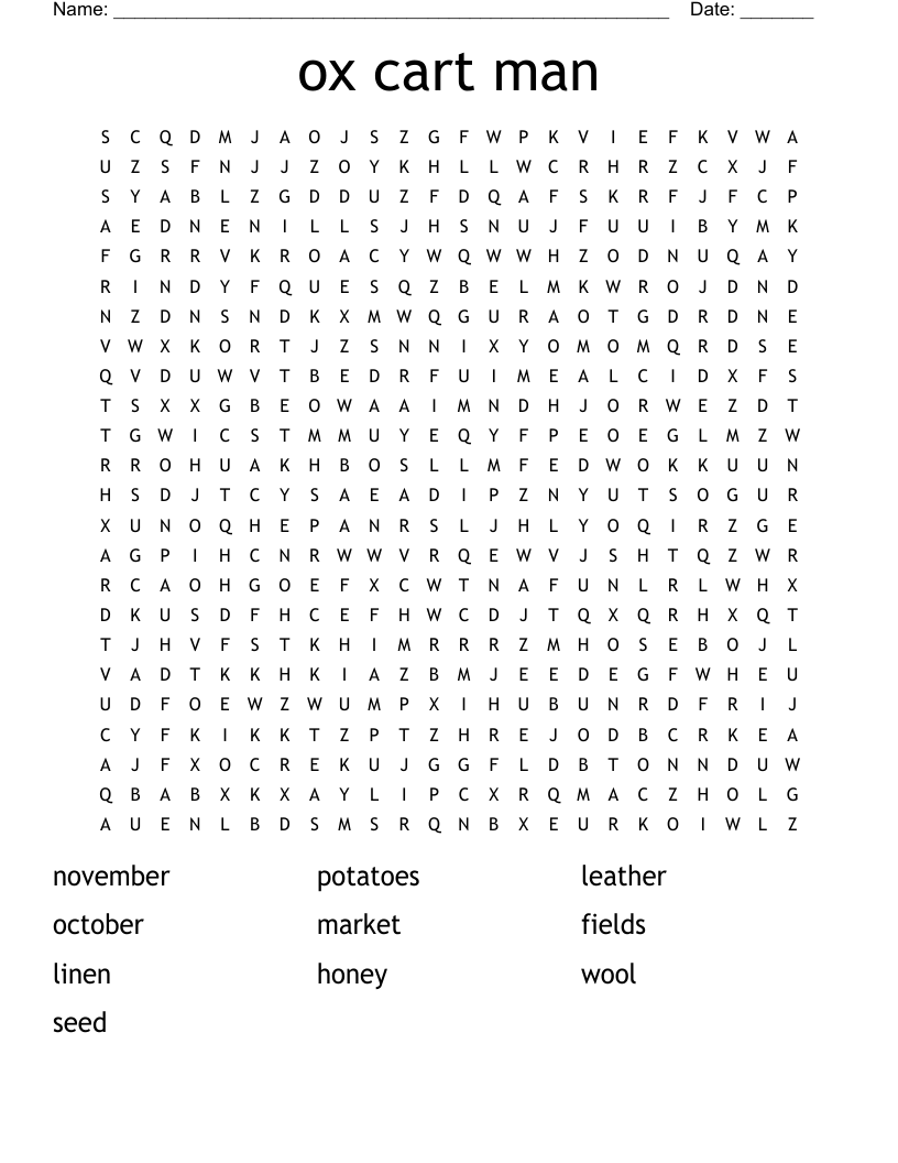 OxCart Man Word Search WordMint