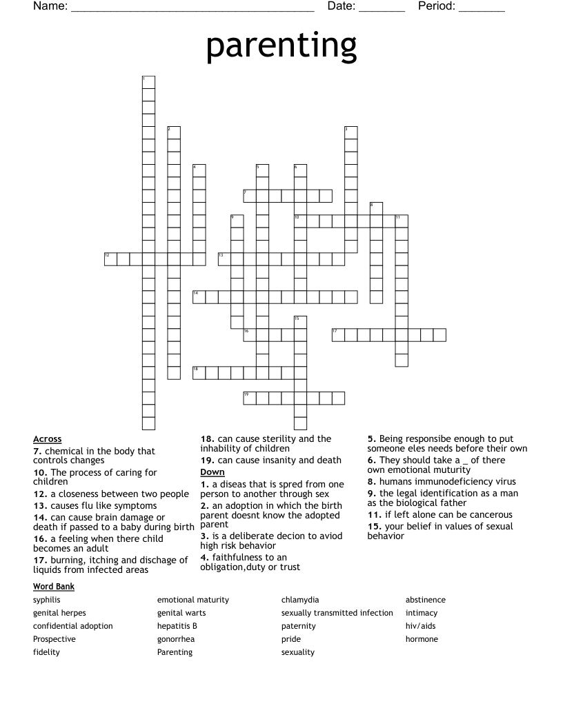 parenting Crossword - WordMint