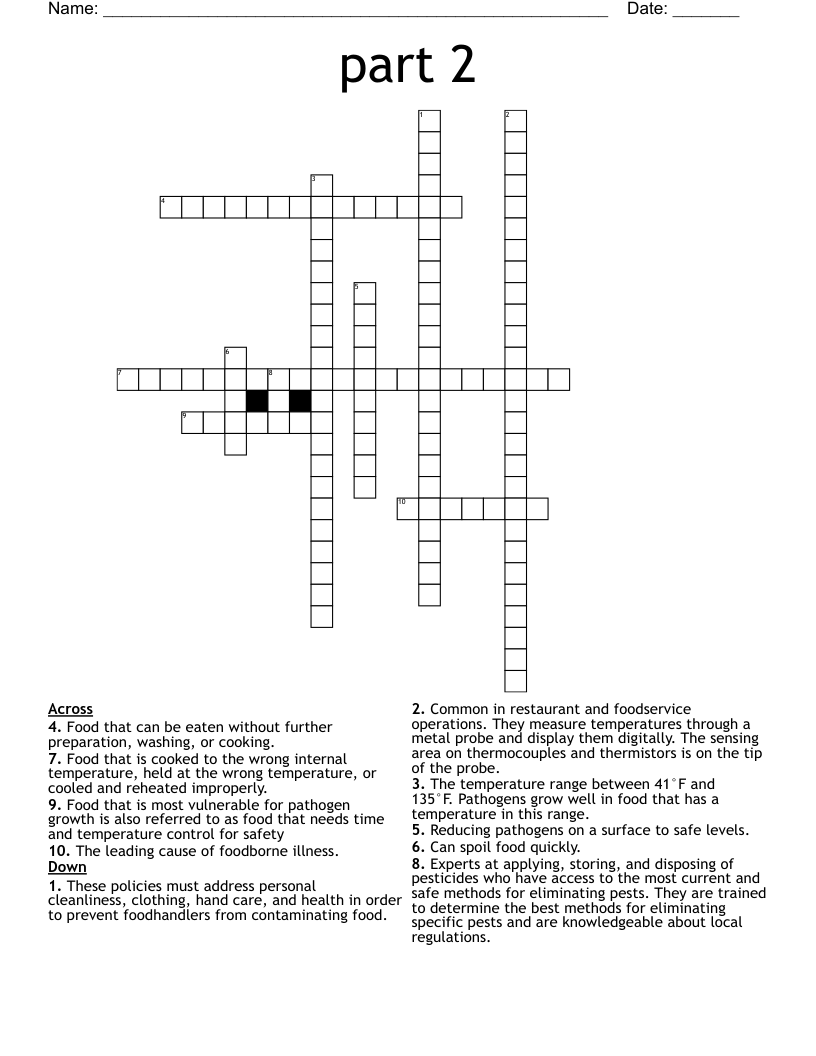 Food Safety & Sanitation Bingo WordMint