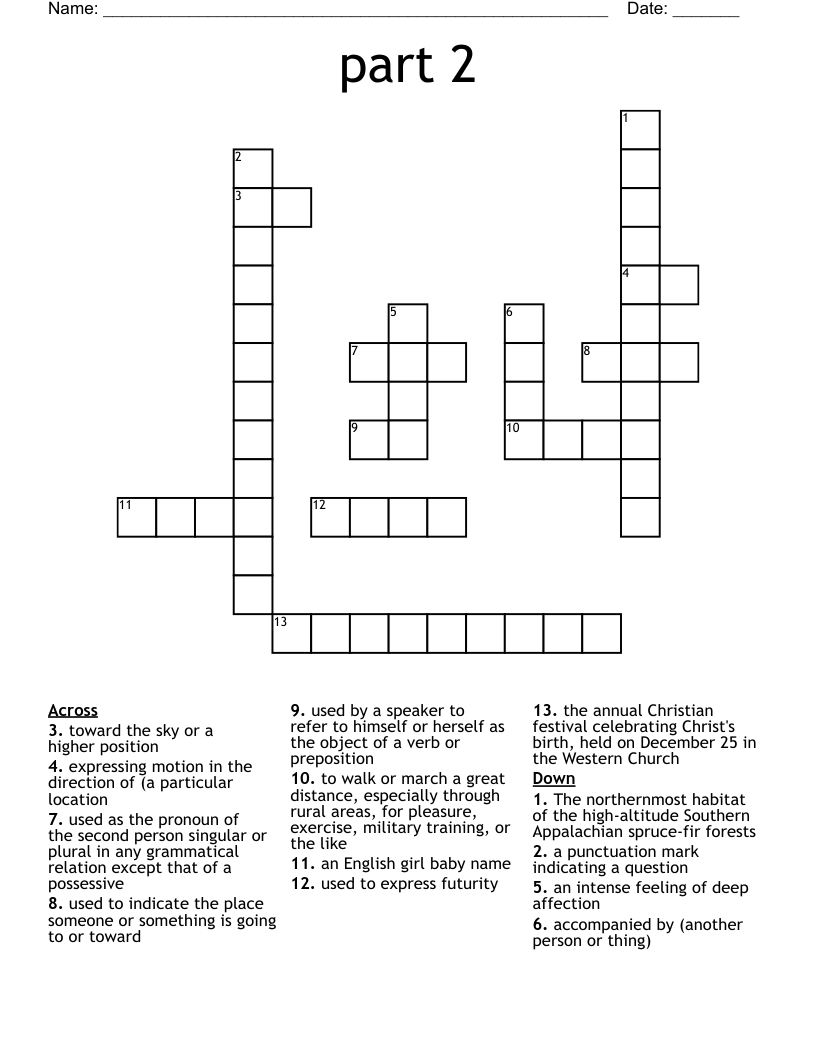 part 2 Crossword - WordMint