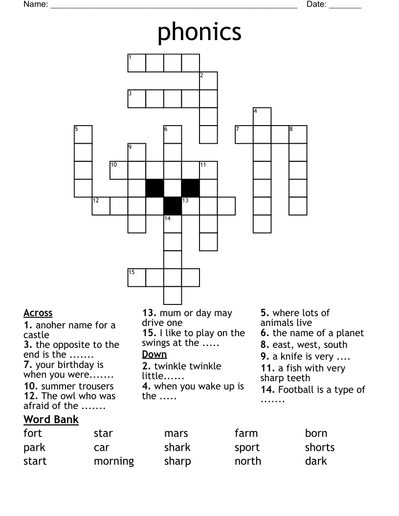 phonics Crossword WordMint