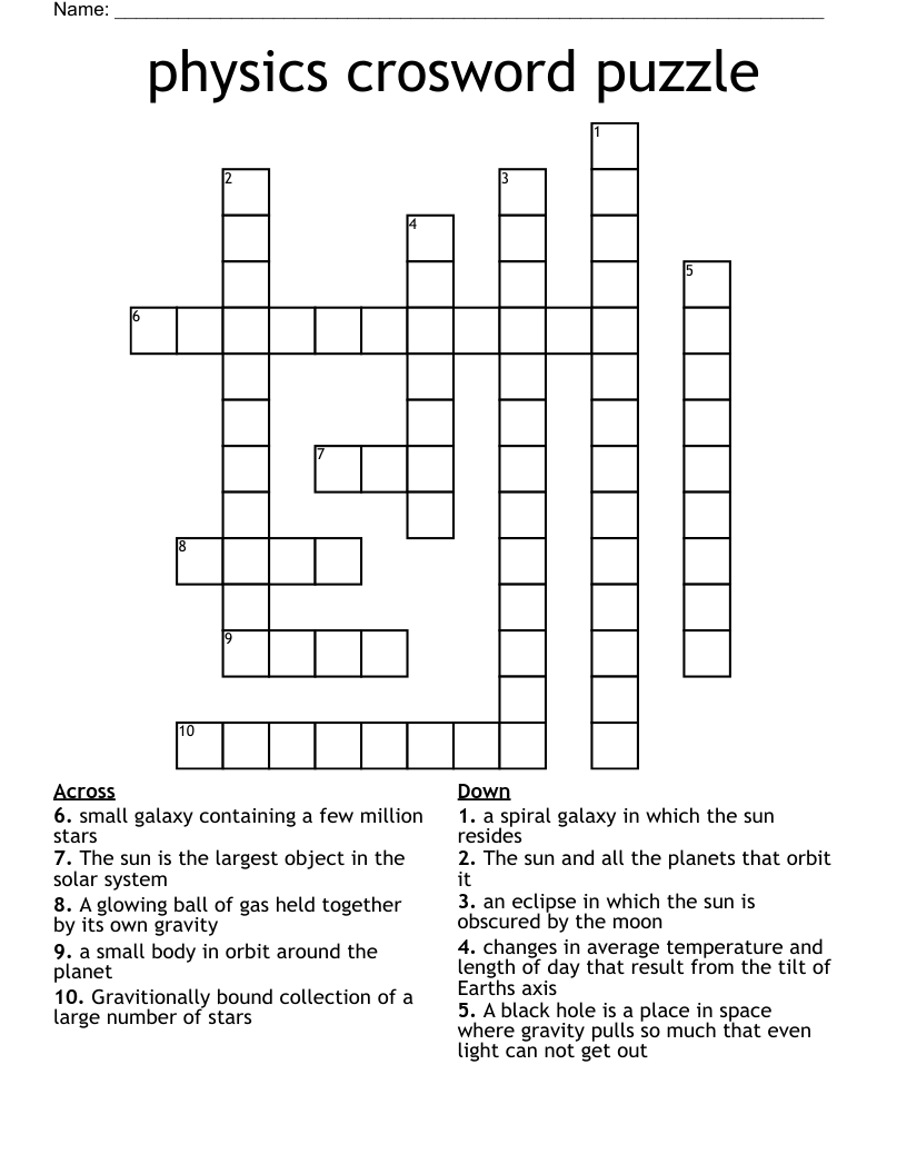 physics crosword puzzle Crossword WordMint