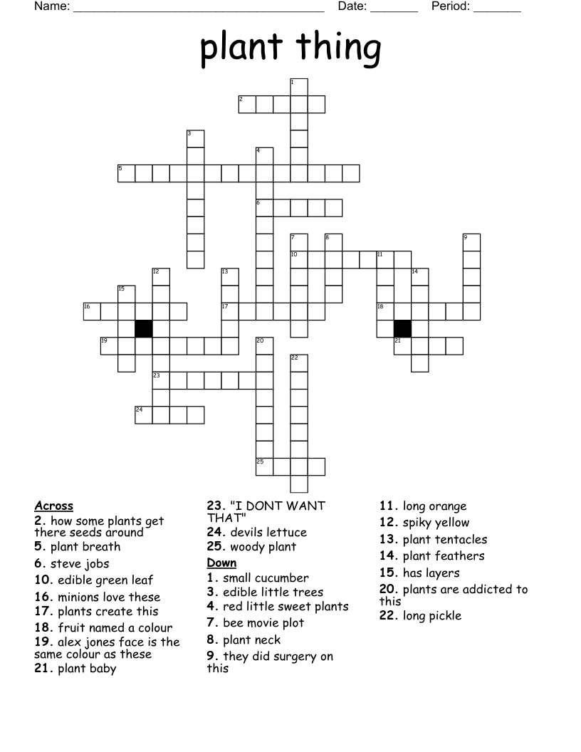 plant thing Crossword WordMint