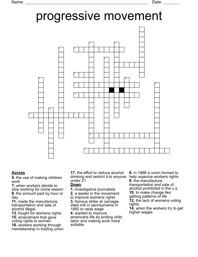 progressive movement Crossword WordMint