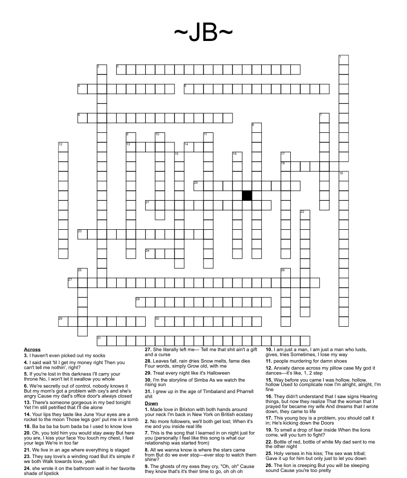 Lover Crossword WordMint