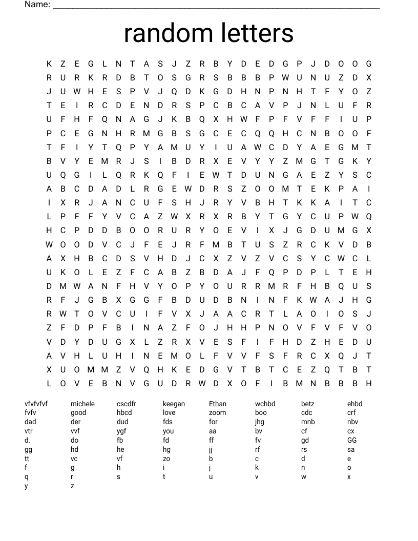 random letters Word Search - WordMint