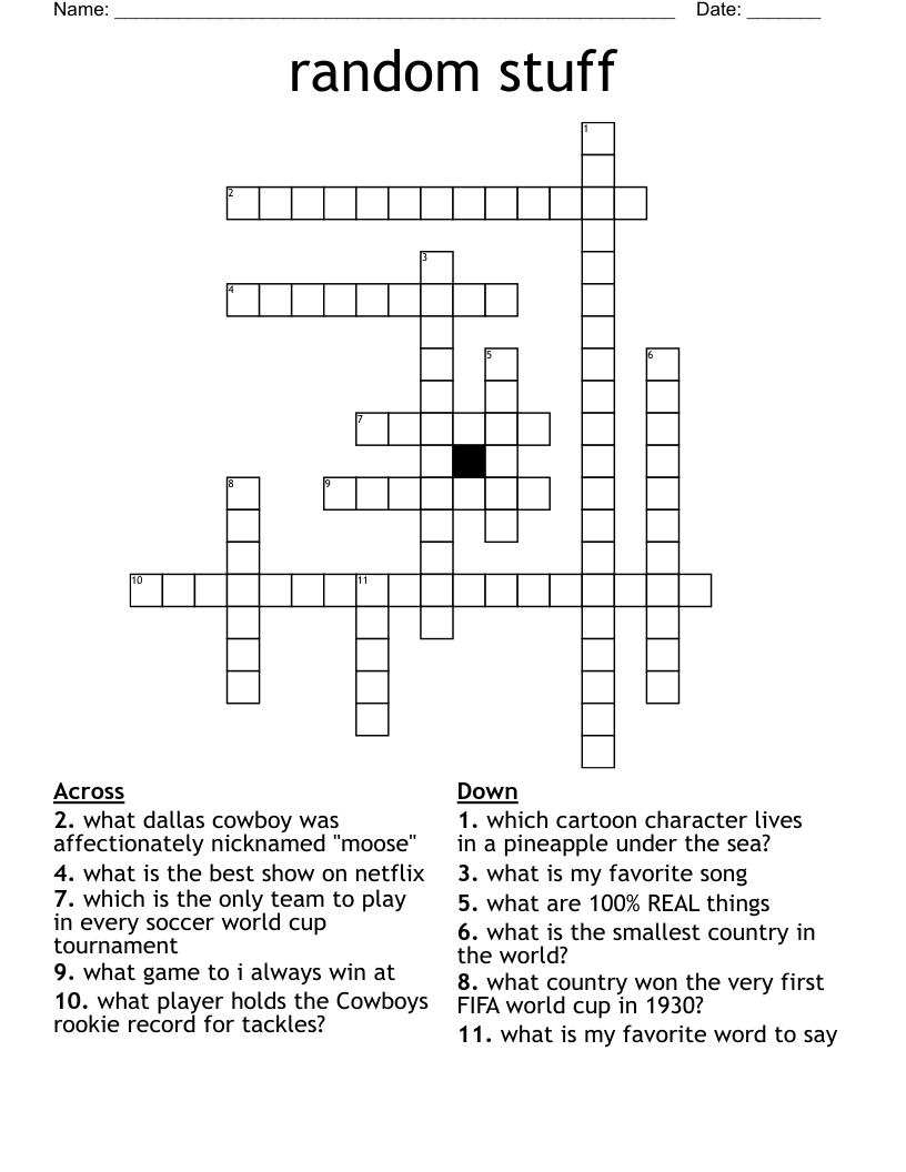 random stuff Crossword WordMint