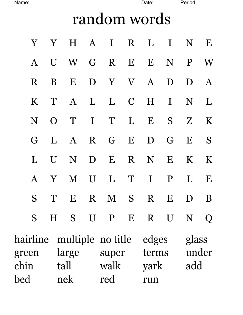 random words Word Search WordMint