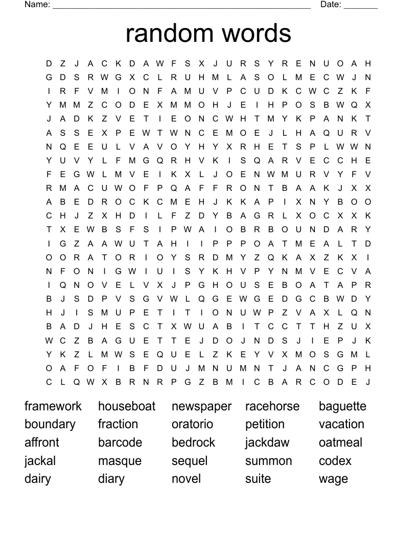 random words Word Search WordMint