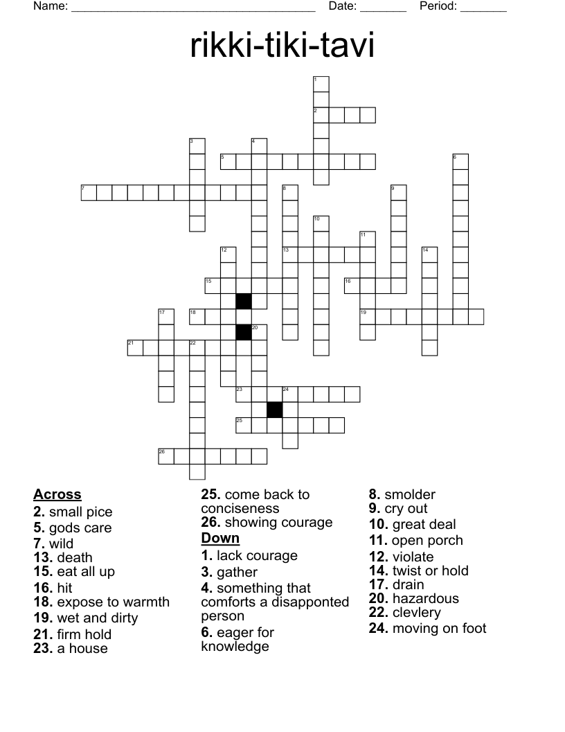 Rikki Tikki Tavi Crossword WordMint