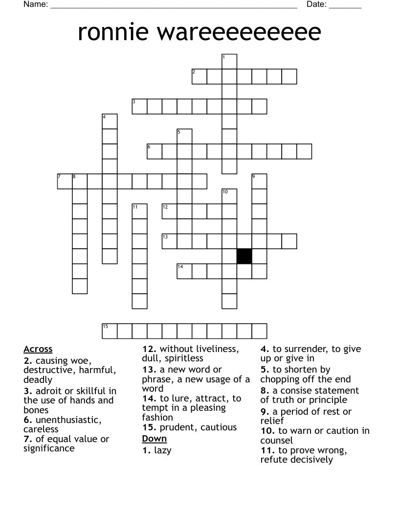 ronnie wareeeeeeeee Crossword WordMint