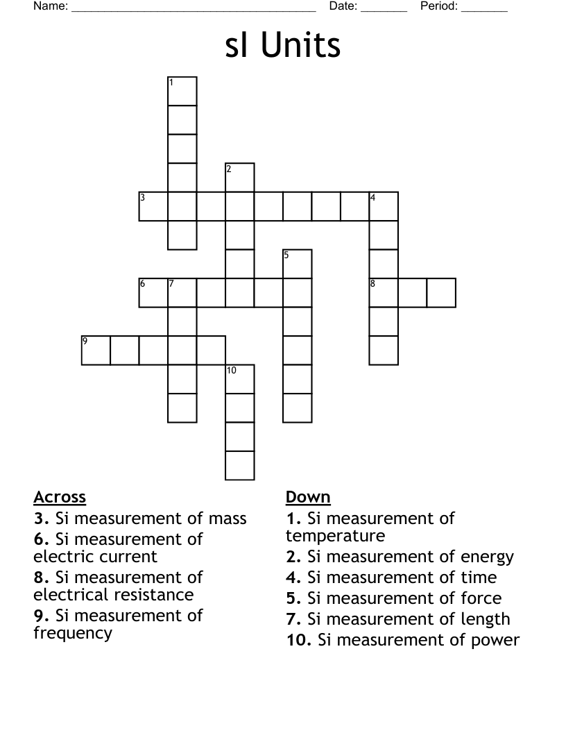sI Units Crossword WordMint