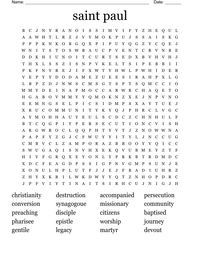 Saint Paul Word Search WordMint
