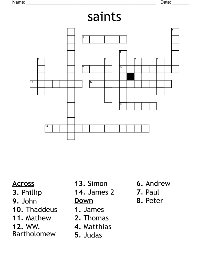 saints Crossword WordMint