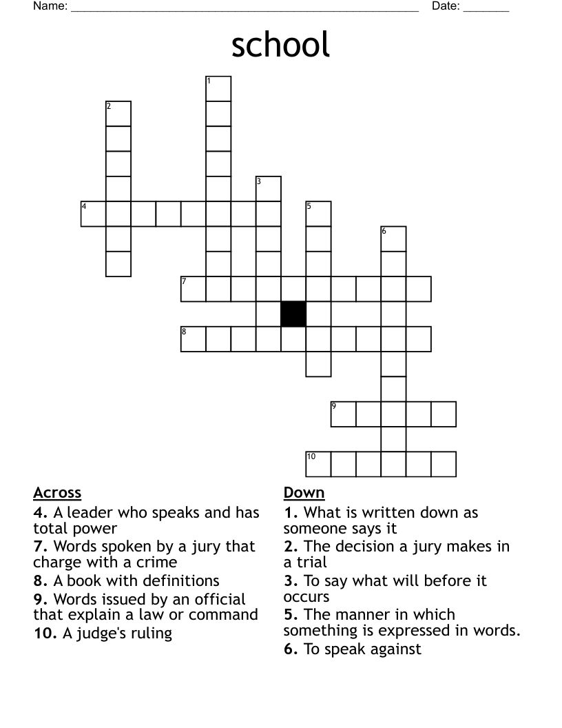 school Crossword WordMint
