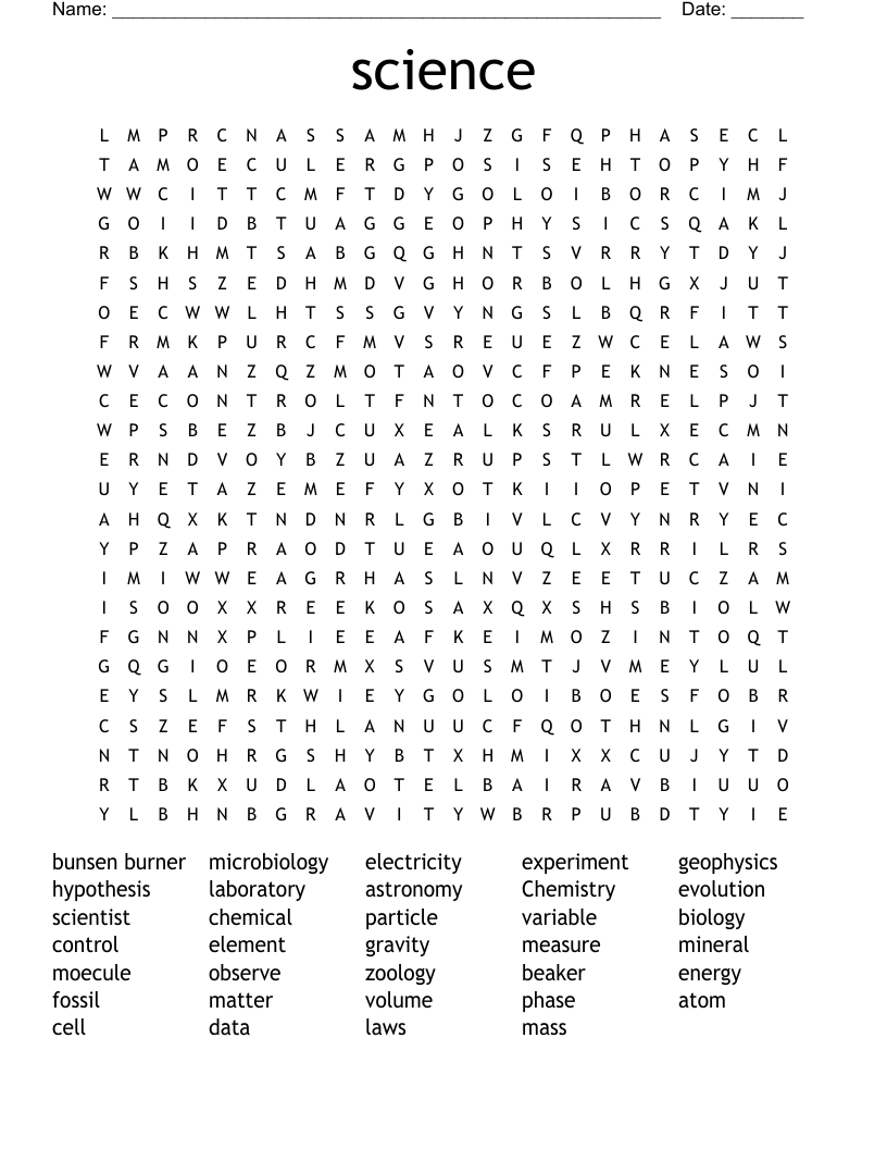 science Word Scramble WordMint