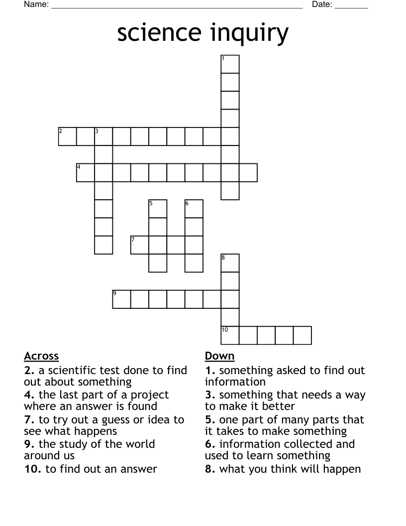 science inquiry Crossword WordMint