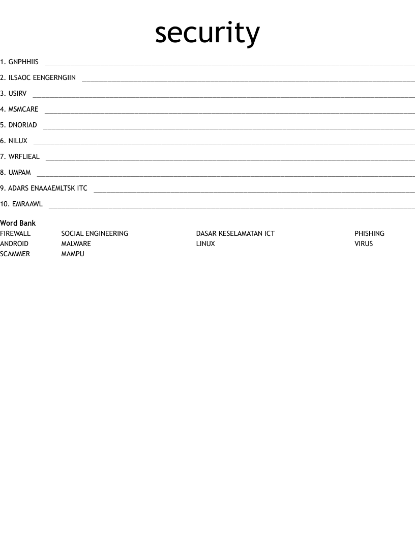 security Word Scramble WordMint