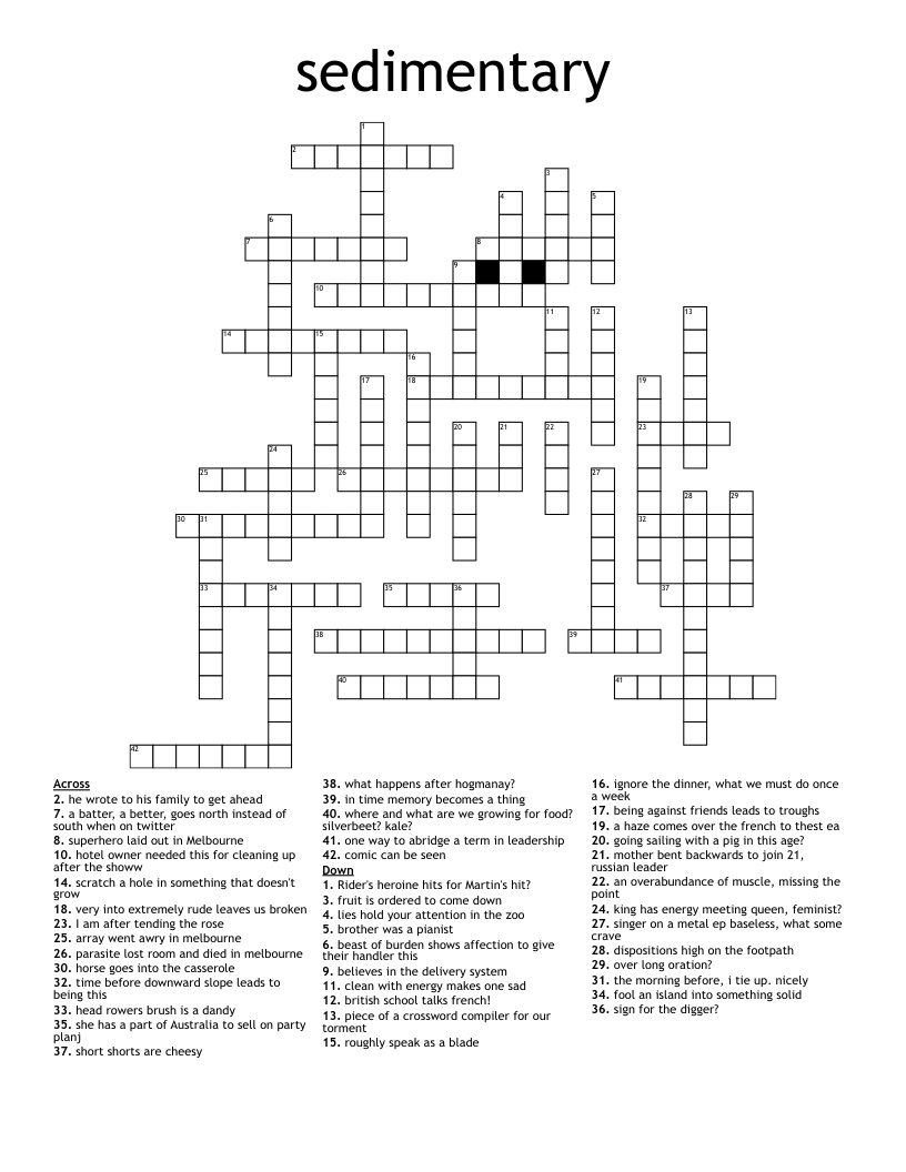sedimentary Crossword WordMint