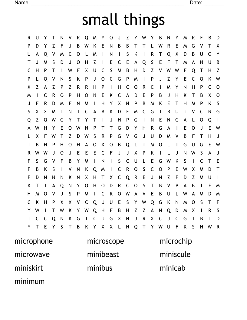 small things Word Search WordMint