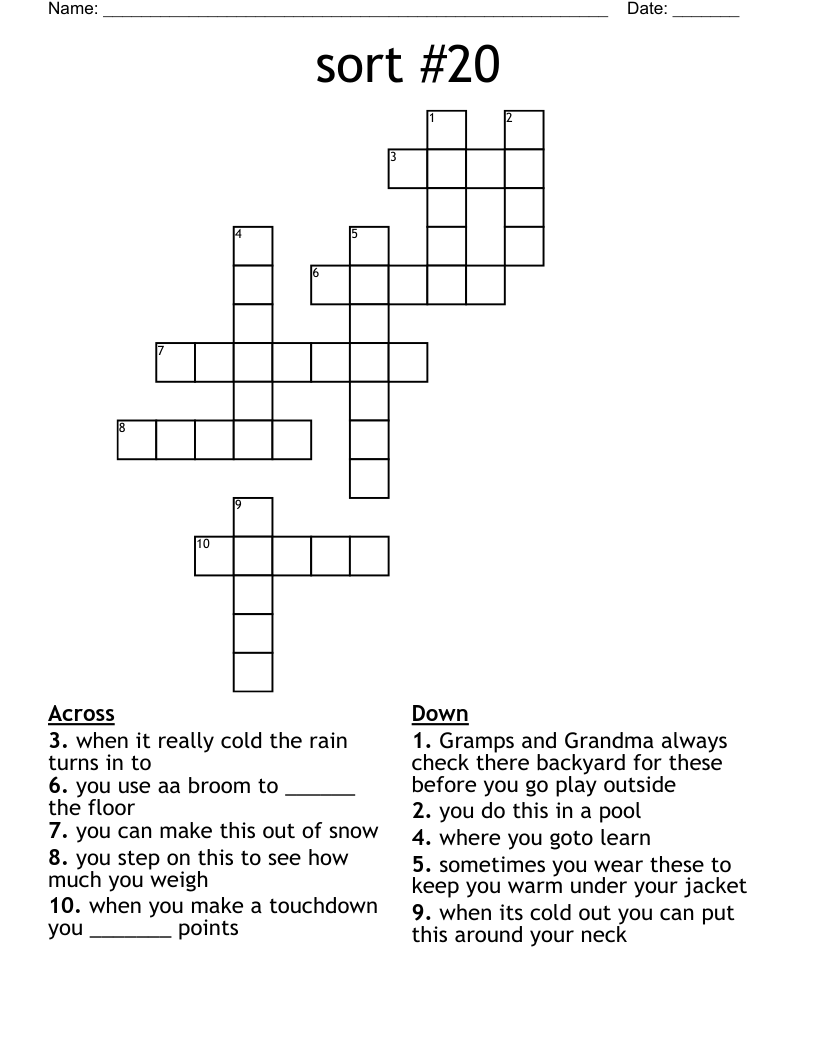 sort 20 Crossword WordMint