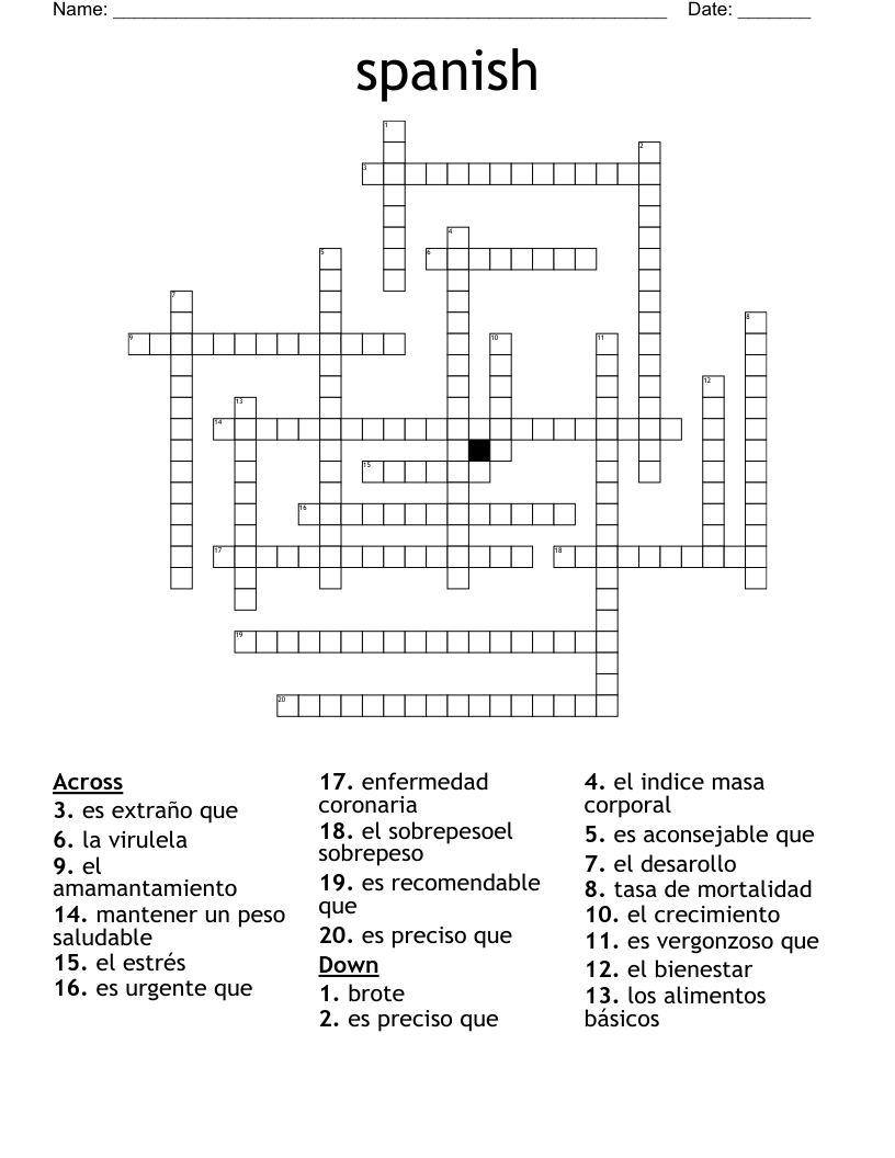 spanish Crossword WordMint