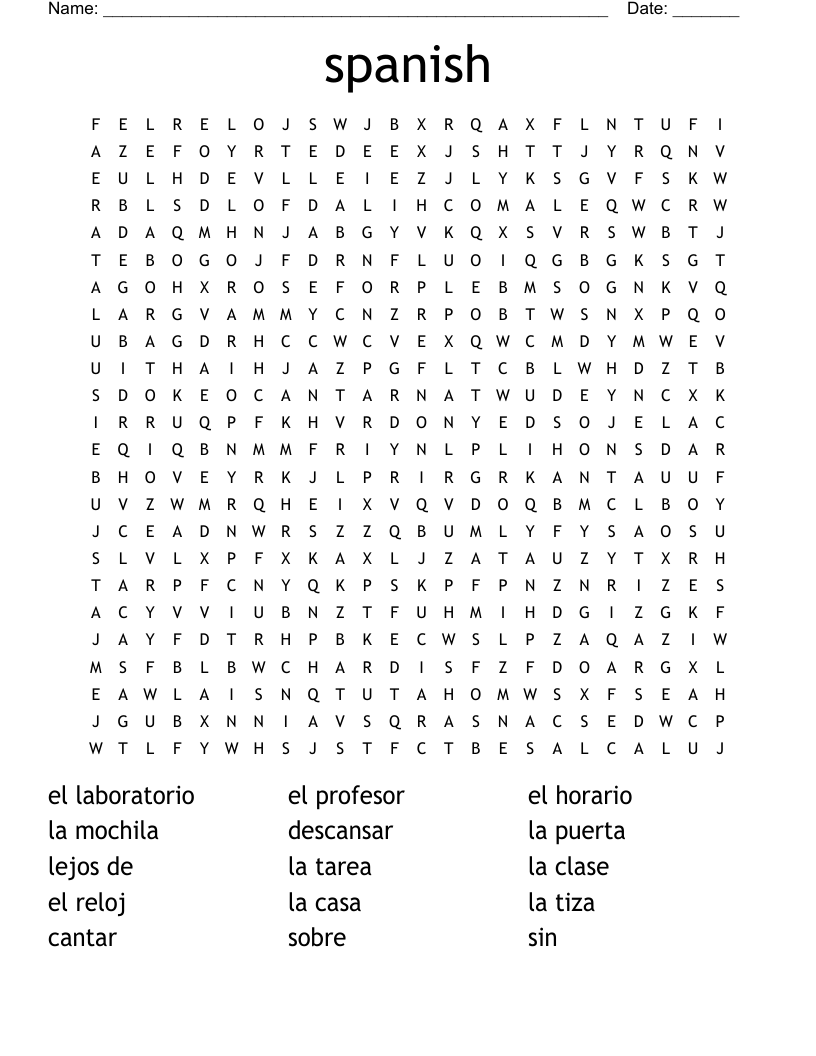 spanish Word Search WordMint