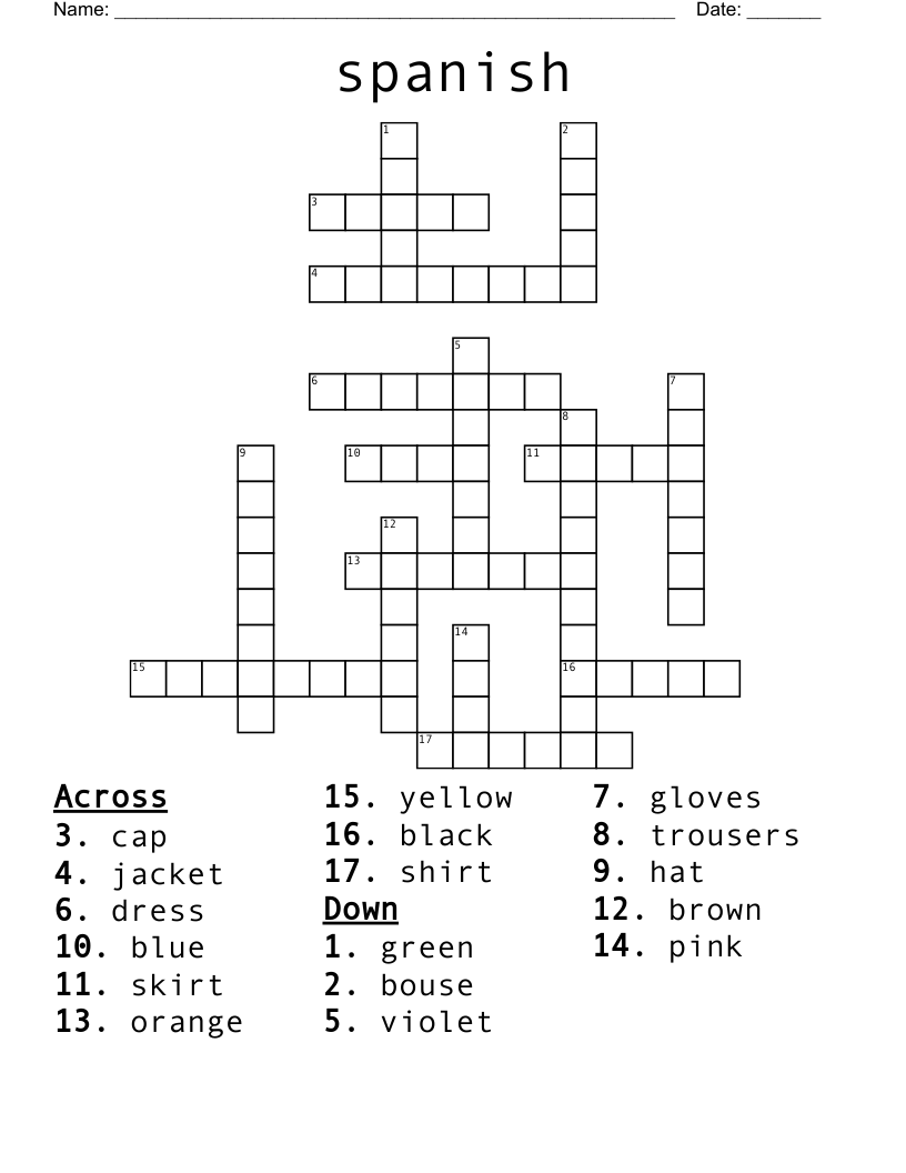 spanish Crossword WordMint