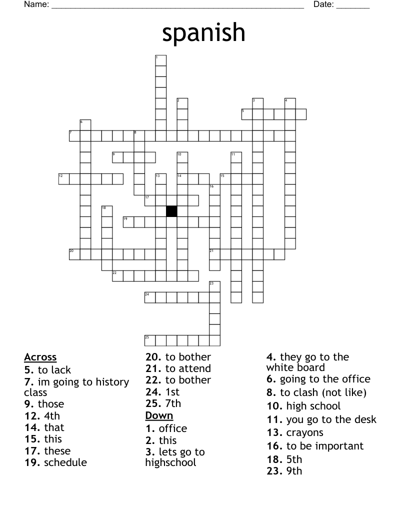spanish Crossword WordMint
