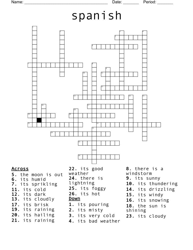 spanish Crossword - WordMint