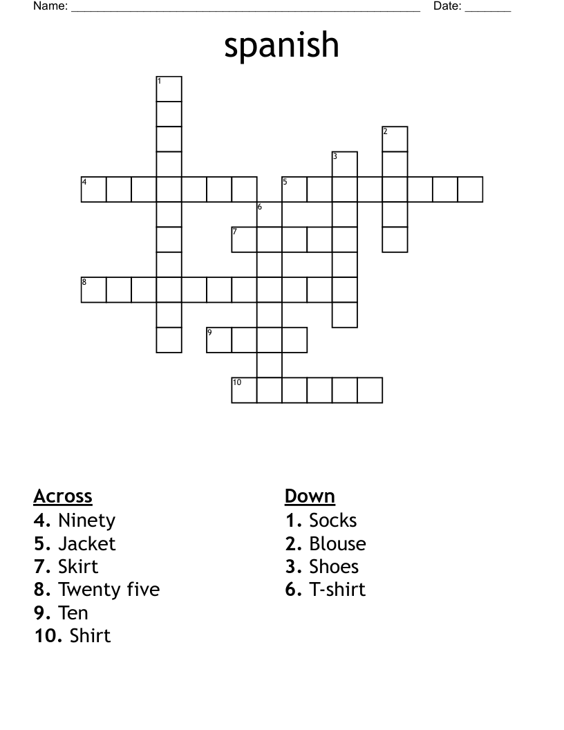 spanish Crossword WordMint
