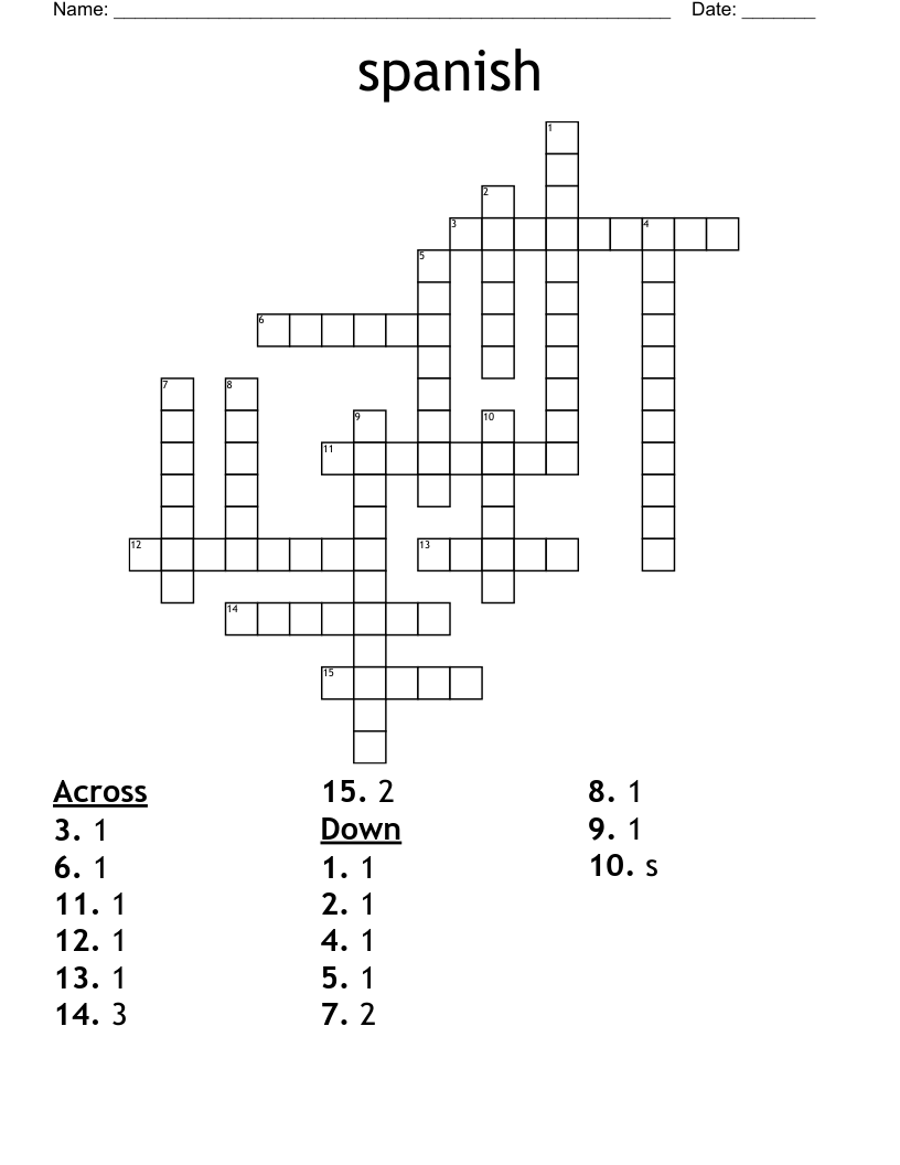 spanish Crossword WordMint