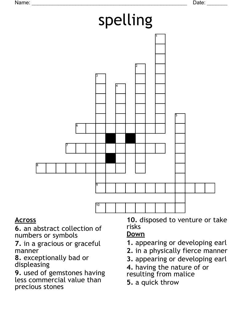 spelling Crossword WordMint